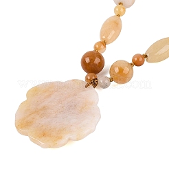 Collares colgantes de flores de jade y topacio natural&nbsp;NJEW-N064-08D