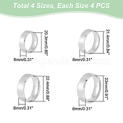 16 шт. 4 размера 201 из нержавеющей стали простые кольца для мужчин и женщин RJEW-UN0002-45