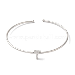 Браслеты на открытой манжете с прозрачным покрытием из латуни с микропаве и кубическим цирконием&nbsp;BJEW-A018-01P-T