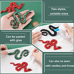 2 шт. 2-х стилевая нашивка из полиэстера с вышивкой на ткани со змеей&nbsp;PATC-GA0001-87