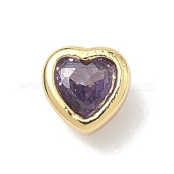 Кабошоны из кубического циркония в форме сердца из латуни с микропаве&nbsp;KK-P345-13G-D