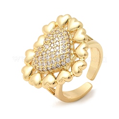 Offene Manschettenringe aus Messing mit Mikropavé und Zirkonia für Damen&nbsp;RJEW-F216-01B-G
