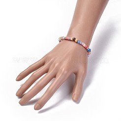Bracelets élastiques faits à la main de perles heishi en pâte polymère&nbsp;BJEW-JB04328