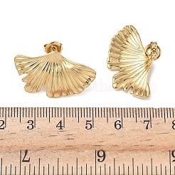 Серьги-гвоздики в форме листа из нержавеющей стали 304&nbsp;EJEW-K268-68G