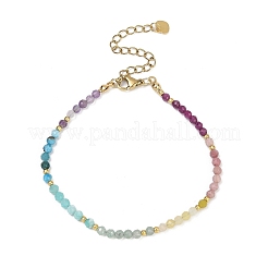 Браслеты из бисера из натуральных смешанных драгоценных камней чакра для женщин BJEW-JB11631-03