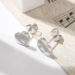 Серьги-гвоздики из латуни с микропаве из прозрачного кубического циркония&nbsp;EJEW-K299-01P-C