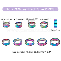 18 шт. 9 размера 201 нержавеющая сталь рифленые кольца для пальцев STAS-UN0049-69MC