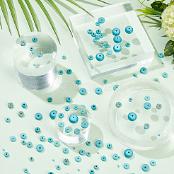 500 шт. 10 нити синтетических бирюзовых бусин G-AR0005-76