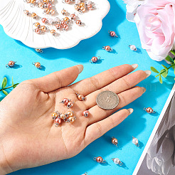 70 шт. 7-х цветные стеклянные перламутровые круглые подвески-соединители PALLOY-TA00264