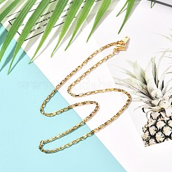 304ステンレススチールベネチアンチェーンネックレス＆ブレスレットセット  チェーンタブ付き  丸カンとカニカン  ゴールドカラー  18.5~40.5x0.2cm  2個/セット&nbsp;SJEW-JS01216