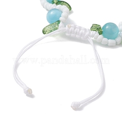 3 шт. плетеные браслеты из бусин ручной работы с цветами из фарфора BJEW-TA00700