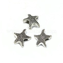 合金ヨーロピアンビーズ  大穴ビーズ  ヒトデ/海星  アンティークシルバー  13x12x6.5mm  穴：4.5mm&nbsp;MPDL-E047-03AS