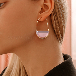 2 пара двухцветных серег-колец из латуни и стекла&nbsp;EJEW-GO0003-30A