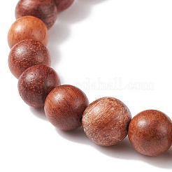 Bracelet extensible fleur naturelle amazonite & bois & hématite synthétique avec arbre de vie en laiton&nbsp;BJEW-JB08405