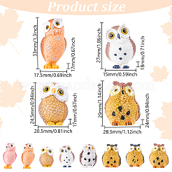 16шт 8-х стилевые фигурки совы из смолы DJEW-DR0001-09