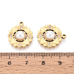 Подвески из нержавеющей стали 304 со стразами и имитацией жемчуга из АБС-пластика&nbsp;STAS-T074-12G