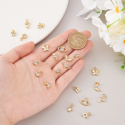 22 шт. 11 стиля латунных подвесок с микропаве из прозрачного кубического циркония FIND-GA0004-46
