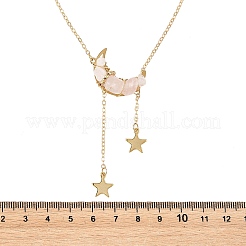 Colliers pour femmes avec pendentif lune en perles de quartz rose naturel et chaîne en laiton.&nbsp;NJEW-TA00257-03