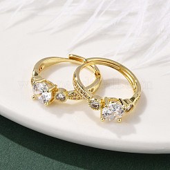 Кольца для женщин с микропаве из латуни и прозрачными кубическими цирконами RJEW-U049-02G
