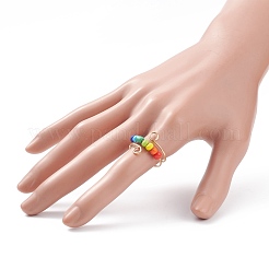 Anello polsino con perline rotanti con semi di vetro&nbsp;RJEW-JR00511-02