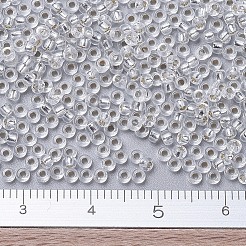 MIYUKIラウンドロカイユビーズ  日本製シードビーズ  11/0  （rr1)シルバーラインクリスタル  11/0  2x1.3mm  穴：0.8mm  約5500個/50g&nbsp;SEED-X0054-RR0001
