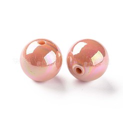 不透明なアクリルビーズ  ABカラーメッキ  ラウンド  ダークサーモン  20x19mm  穴：2~3mm  約111個/500g&nbsp;MACR-S370-D20mm-35