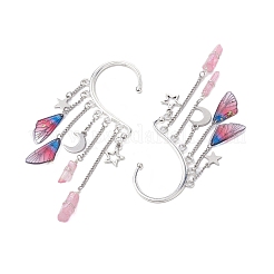 Серьги с подвесками из смолы «крылья» и натурального кварца EJEW-TA00523