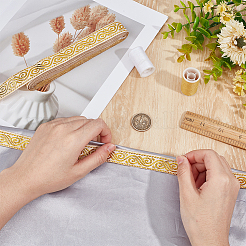 Жаккардовые ленты из полиэстера с цветочным узором в этническом стиле&nbsp;DIY-WH0656-63A