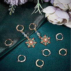 12 шт. 2-цветная латунная фурнитура для сережек-колец с микропаве из прозрачного кубического циркония&nbsp;KK-BBC0022-91