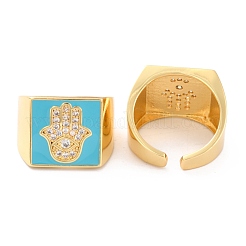 Латунные кольца из манжеты с прозрачным цирконием&nbsp;RJEW-H543-05G