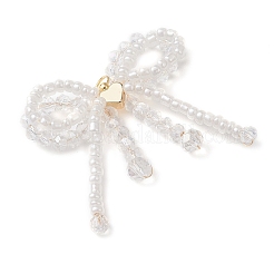 3 шт. бант из стеклянных бусин с подвесками в виде сердечек&nbsp;PALLOY-MZ01162