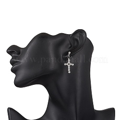 Серьги-гвоздики с крестом из латуни&nbsp;EJEW-JE06479-03