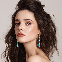 3 нити 3 стилей синтетические бирюзовые окрашенные нити G-HY0001-49