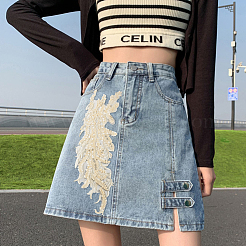 Кружевные аппликации с вышивкой из полиэстера&nbsp;DIY-FG0003-90B