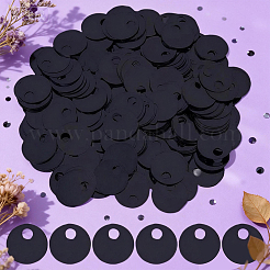 45gのプラスチックペンダント  フラットラウンドのチャーム  ブラック  19.5x0.2mm  穴：5mm&nbsp;KY-GF0001-75
