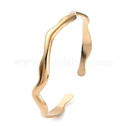 Браслеты-манжеты из нержавеющей стали 304 с закрученной волной&nbsp;LS-BJEW-F457-20G