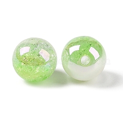 UVメッキ不透明クラックルツートンアクリルビーズ  ラウンド  薄緑  16mm  穴：2.7mm&nbsp;MACR-C032-01H