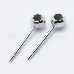 変色防止ロジウムメッキ スターリングシルバー イヤリング 925 個  ゴム付きロンデルビーズ  プラチナ  15x4x3mm  穴：1mm  ピン：0.8mm&nbsp;STER-I014-23P