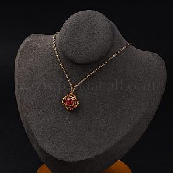 Вакуумное покрытие pvd нержавеющая сталь 304 гиацинт горный хрусталь крест-накрест подвеска кабель цепь ожерелья для женщин STAS-Z114-21G