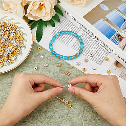 320 шт. 2-х цветные железные бусины-разделители со стразами&nbsp;FIND-HY0002-95