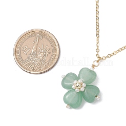 Colliers avec pendentif en forme de trèfle en aventurine verte naturelle&nbsp;NJEW-JN05170-02