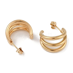 Pendientes de tuerca con forma de luna de acero inoxidable 201 con revestimiento al vacío de PVD&nbsp;EJEW-I309-73G-01