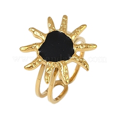 Кольца для женщин с эмалью в виде сердца и солнца из нержавеющей стали 304&nbsp;RJEW-G355-08G