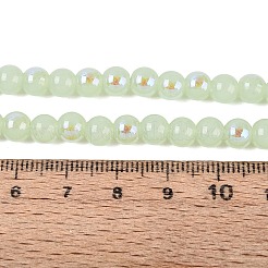 電気メッキジェイド風ガラスビーズ連売り  ラウンド  虹メッキ  半分メッキ  ダークシーグリーン  6~6.5mm  穴：0.8~1mm  約67~72個/連  14.57~15.35インチ（37~39cm）&nbsp;EGLA-Q132-6MM-01B-07