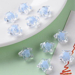 透明なアクリルビーズ  二層ビーズ  多面カット  スター  コーンフラワーブルー  14x15x8.5mm  穴：2mm  約518個/500g&nbsp;TACR-S152-02A-SS2113