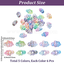 30 Stück 5 Farben UV-beschichtete transparente Acrylperlen&nbsp;TACR-PA0001-23