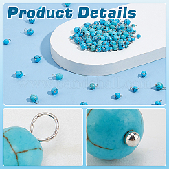 120шт 6 стиля окрашенные синтетические бирюзовые круглые подвески PALLOY-PH01704