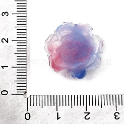 ツートンカラーの不透明樹脂とグリッターパウダーのカボション  花バラ  ブルー  19x20x8mm&nbsp;RE-CBA7537-04F