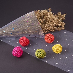 Сердце блеск блесток деко сетка ленты OCOR-P010-E-I01