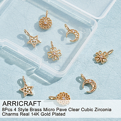 8шт 4 стиля латунные микро проложить прозрачные кубические циркониевые подвески ZIRC-AR0001-16